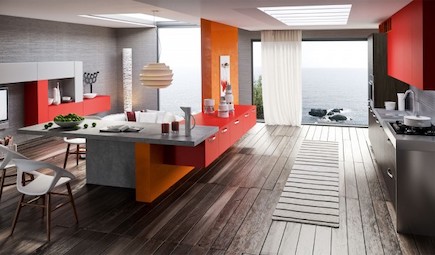 kuhinje :: 27 Red orange gray kitchen decor 600x352