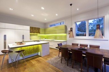 kuhinje :: Green and white modern kitchen 600x400